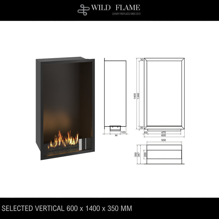Bioethanol Einbaukamin - SELECTED Vertikal 140
