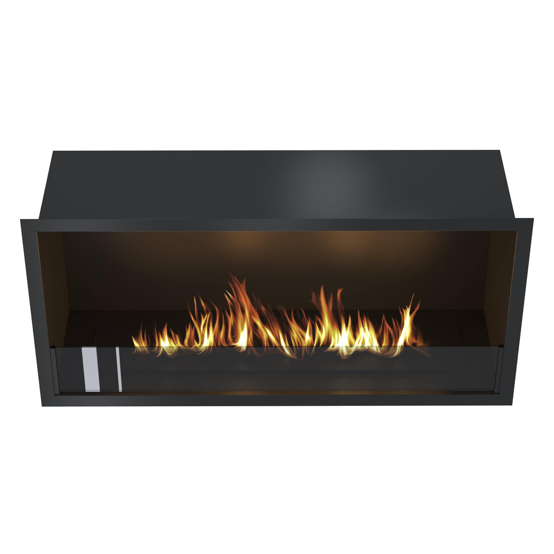 Bioethanol Einbau Kamin Ofen SELECTED 90cm Ethanol Einbaukamin von Wild Flame Frontal