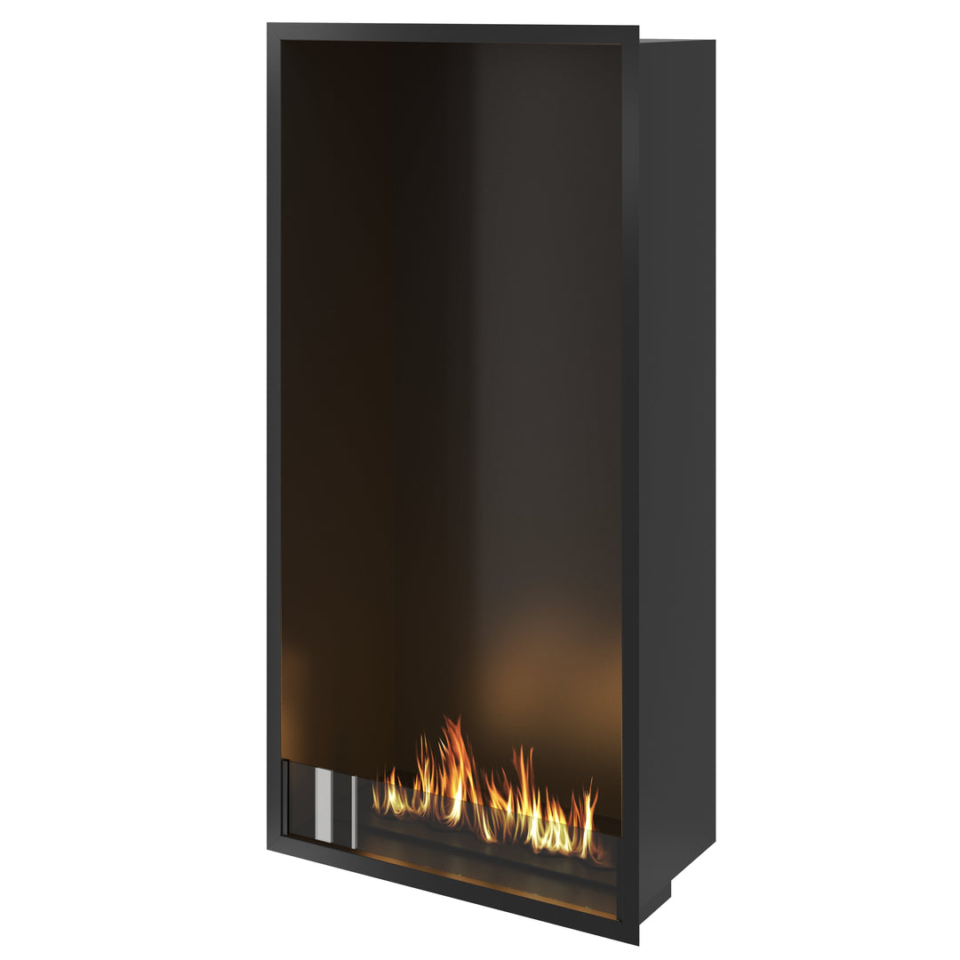 Bioethanol Einbau Kamin Einbaukamin Ofen SELECTED Vertikal 70x140x35cm mit Glas von Wild Flame
